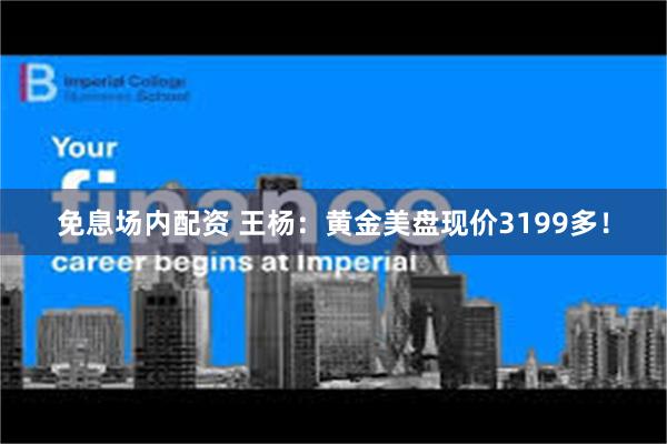 免息场内配资 王杨：黄金美盘现价3199多！