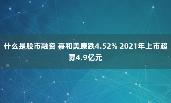 什么是股市融资 嘉和美康跌4.52% 2021年上市超募4.9亿元