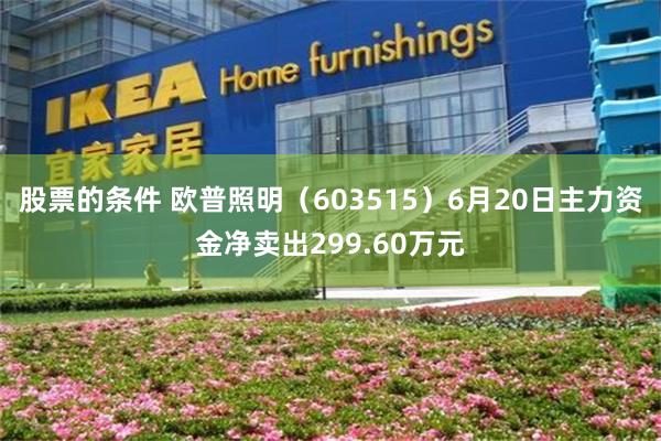 股票的条件 欧普照明（603515）6月20日主力资金净卖出299.60万元