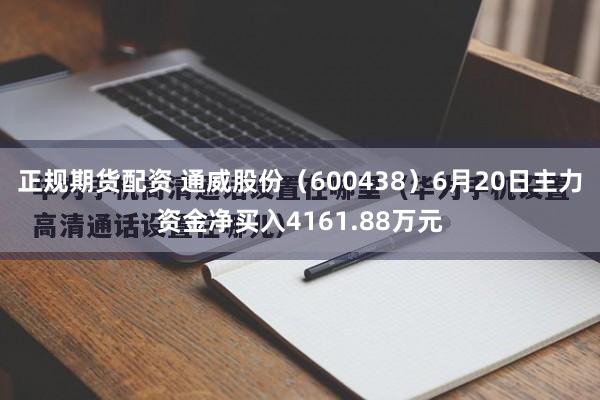 正规期货配资 通威股份（600438）6月20日主力资金净买入4161.88万元