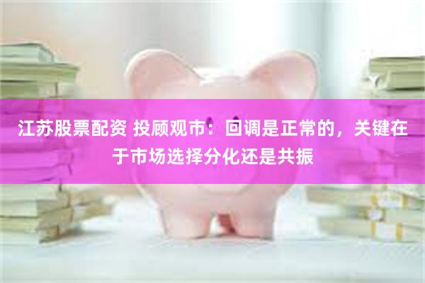 江苏股票配资 投顾观市：回调是正常的，关键在于市场选择分化还是共振