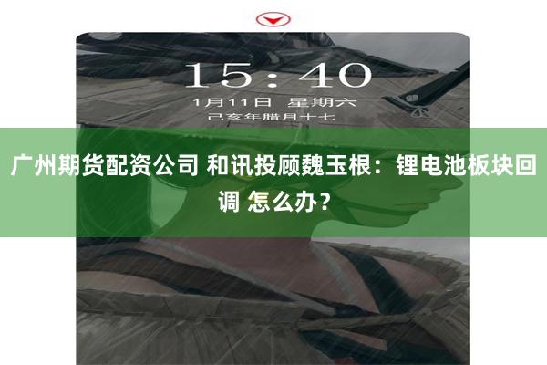 广州期货配资公司 和讯投顾魏玉根：锂电池板块回调 怎么办？