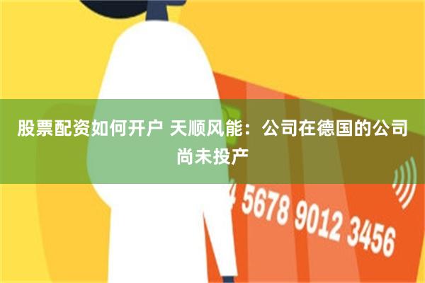 股票配资如何开户 天顺风能：公司在德国的公司尚未投产