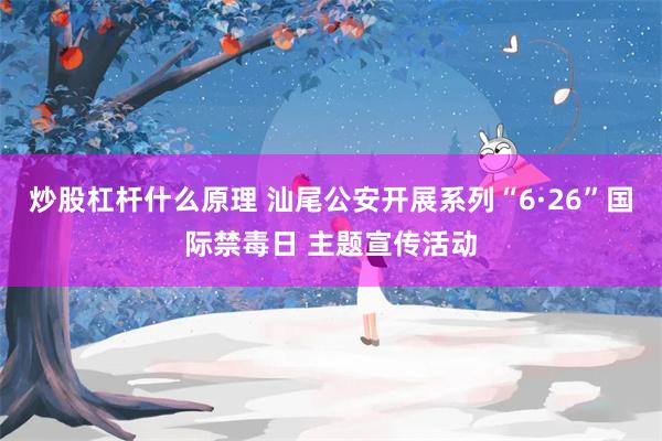 炒股杠杆什么原理 汕尾公安开展系列“6·26”国际禁毒日 主题宣传活动