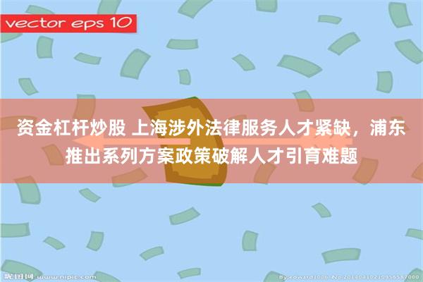 资金杠杆炒股 上海涉外法律服务人才紧缺，浦东推出系列方案政策破解人才引育难题