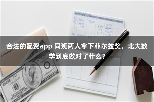 合法的配资app 同班两人拿下菲尔兹奖，北大数学到底做对了什么？