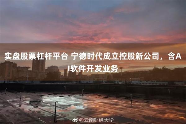 实盘股票杠杆平台 宁德时代成立控股新公司，含AI软件开发业务