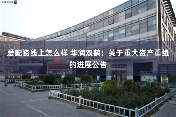 爱配资线上怎么样 华润双鹤：关于重大资产重组的进展公告