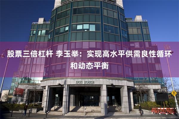 股票三倍杠杆 李玉举：实现高水平供需良性循环和动态平衡